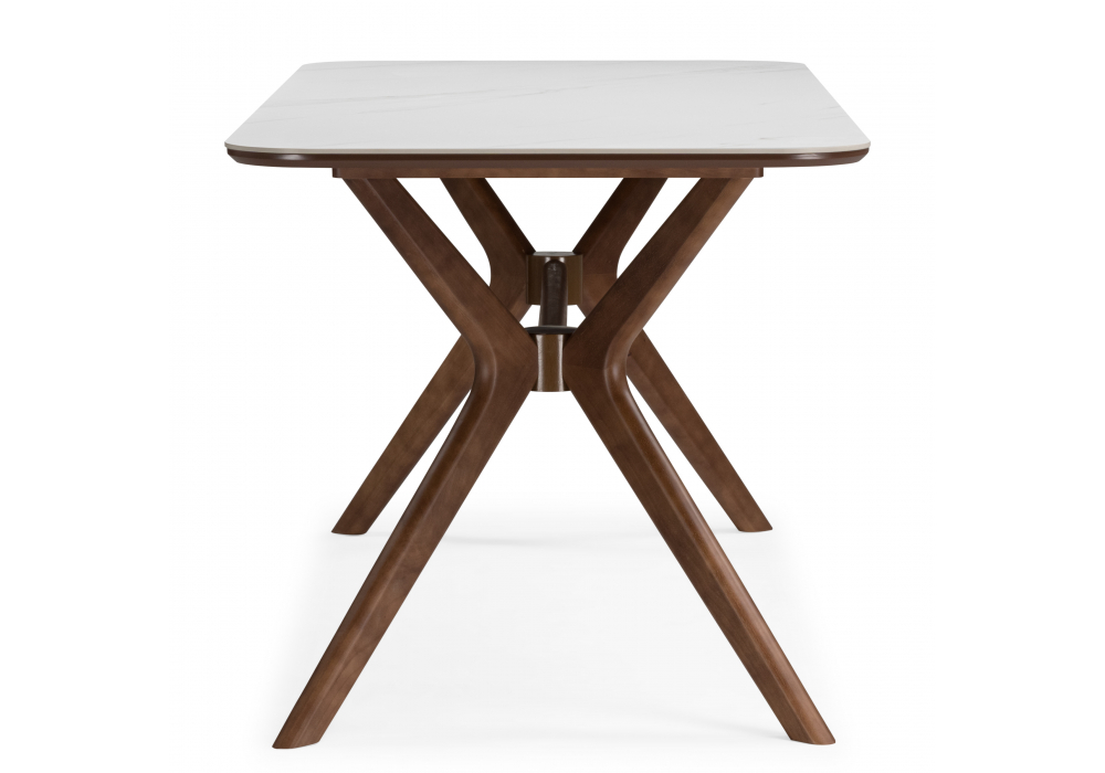 фото керамический стол woodville unika белый мрамор / орех 15975 | 220svet.ru