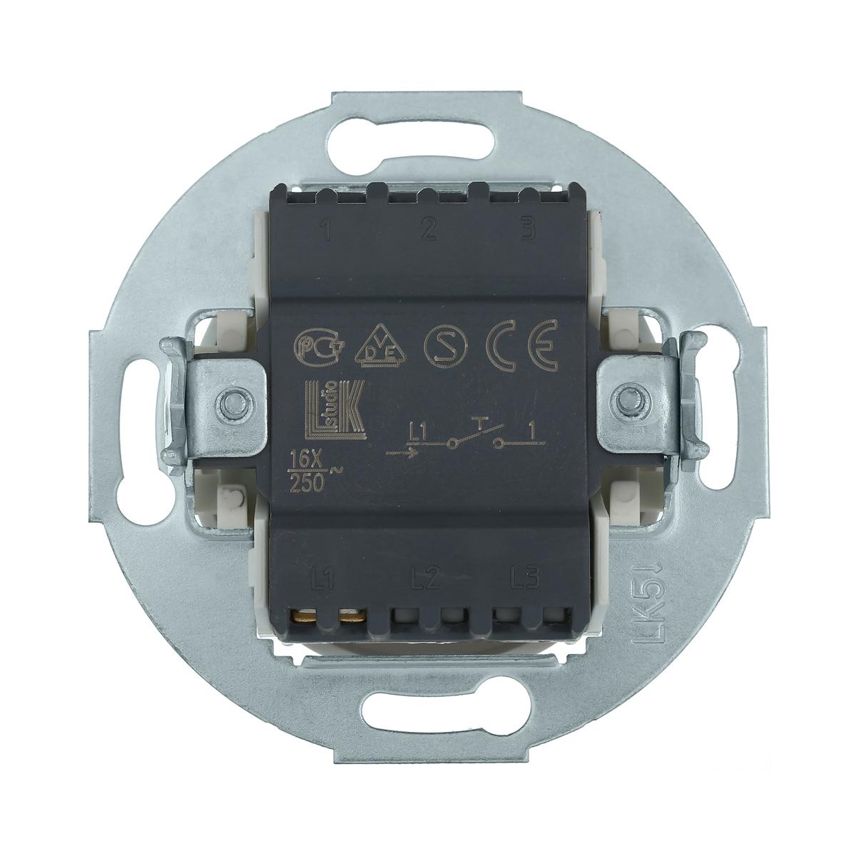 фото выключатель-кнопка lk studio одноклавишный (схема 1t) 16 а, 250 в (белый) vintage 880504-1 | 220svet.ru