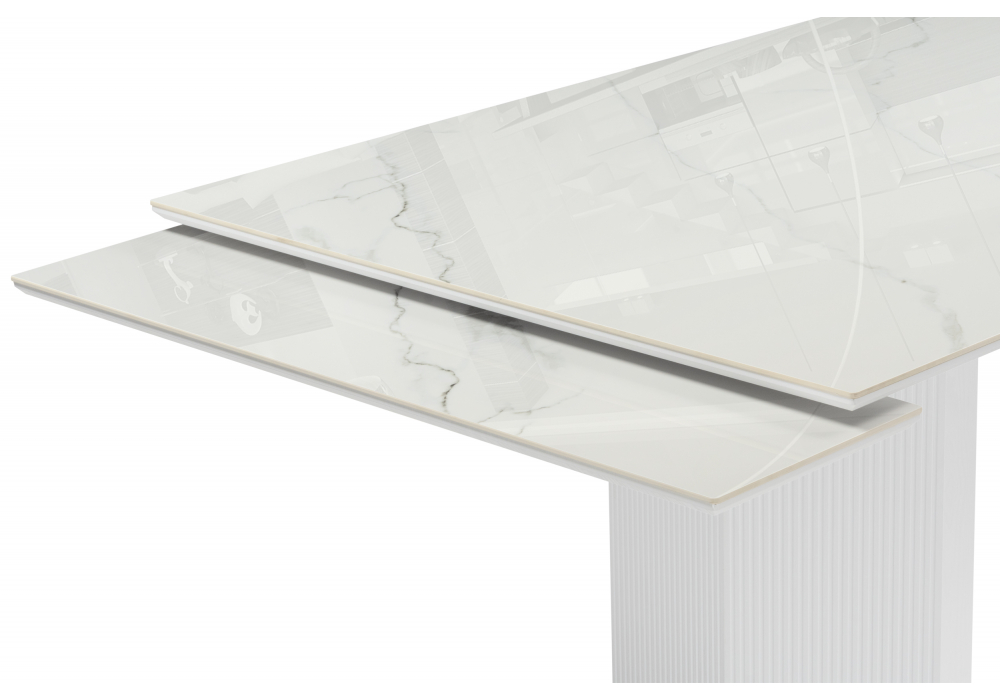 фото керамический стол раскладной woodville монерон дерево / белый 619248 | 220svet.ru