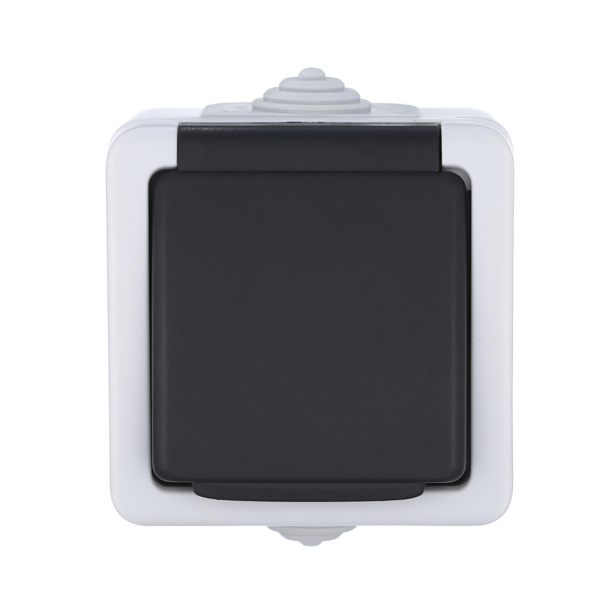 фото розетка lk studio одинарная с з/к, ef600g, 16a (серый) 80007 | 220svet.ru