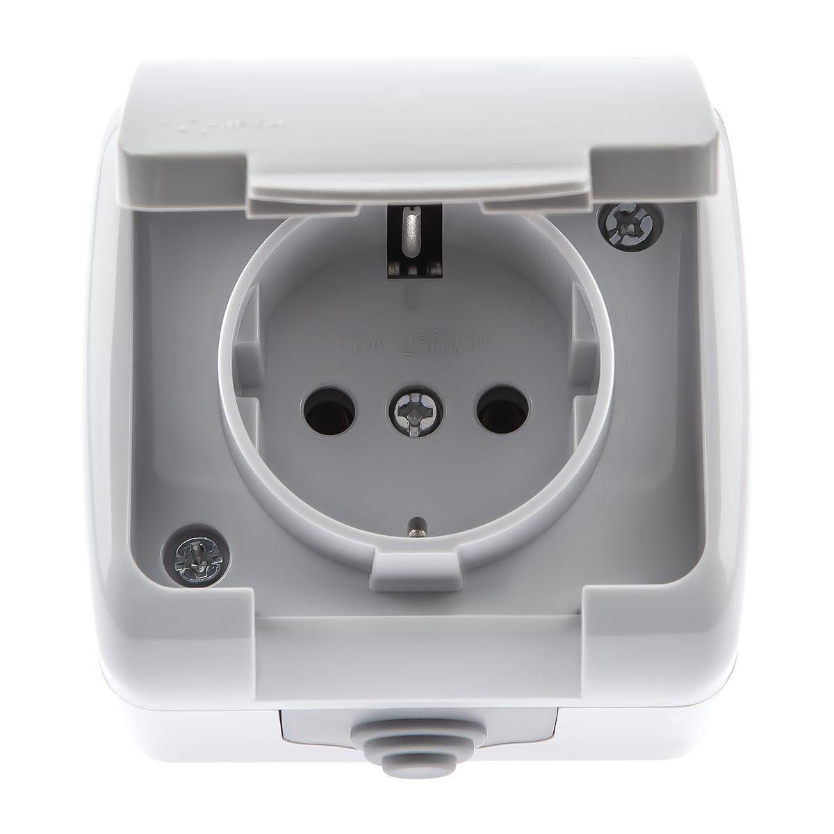 фото розетка эра schuko 2p+e 16a 250v с крышкой 5-201-03 б0050945 | 220svet.ru