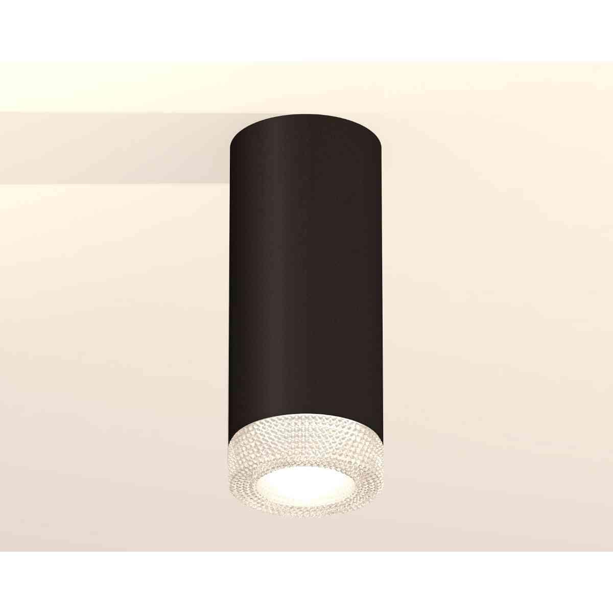 фото комплект накладного светильника ambrella light xs7443010 sbk/cl черный песок/прозрачный (c7443, n7191) | 220svet.ru