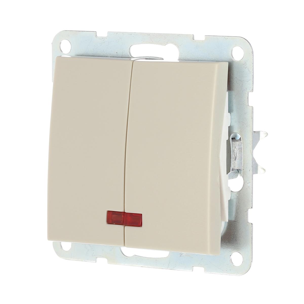 фото выключатель lk studio 2-кл., с индикаторами (схема 5l) 16 a, 250 b (бежевый) lk60 861201-1 | 220svet.ru