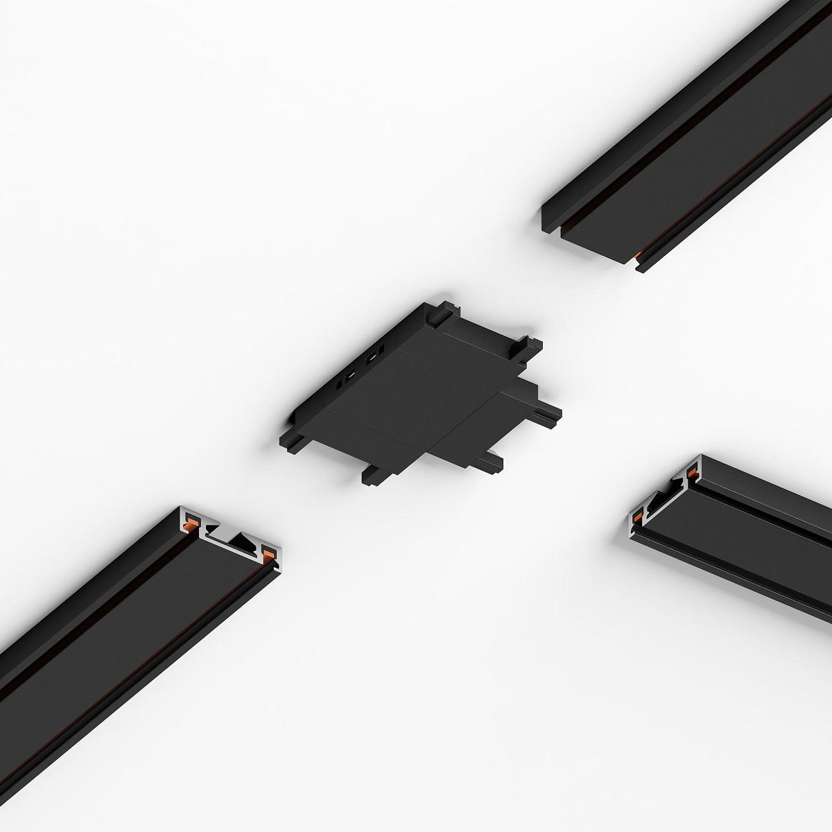 фото коннектор для 4-стороннего соединителя накладного шинопровода elektrostandard flat magnetic 85004/00 черный a063739 | 220svet.ru