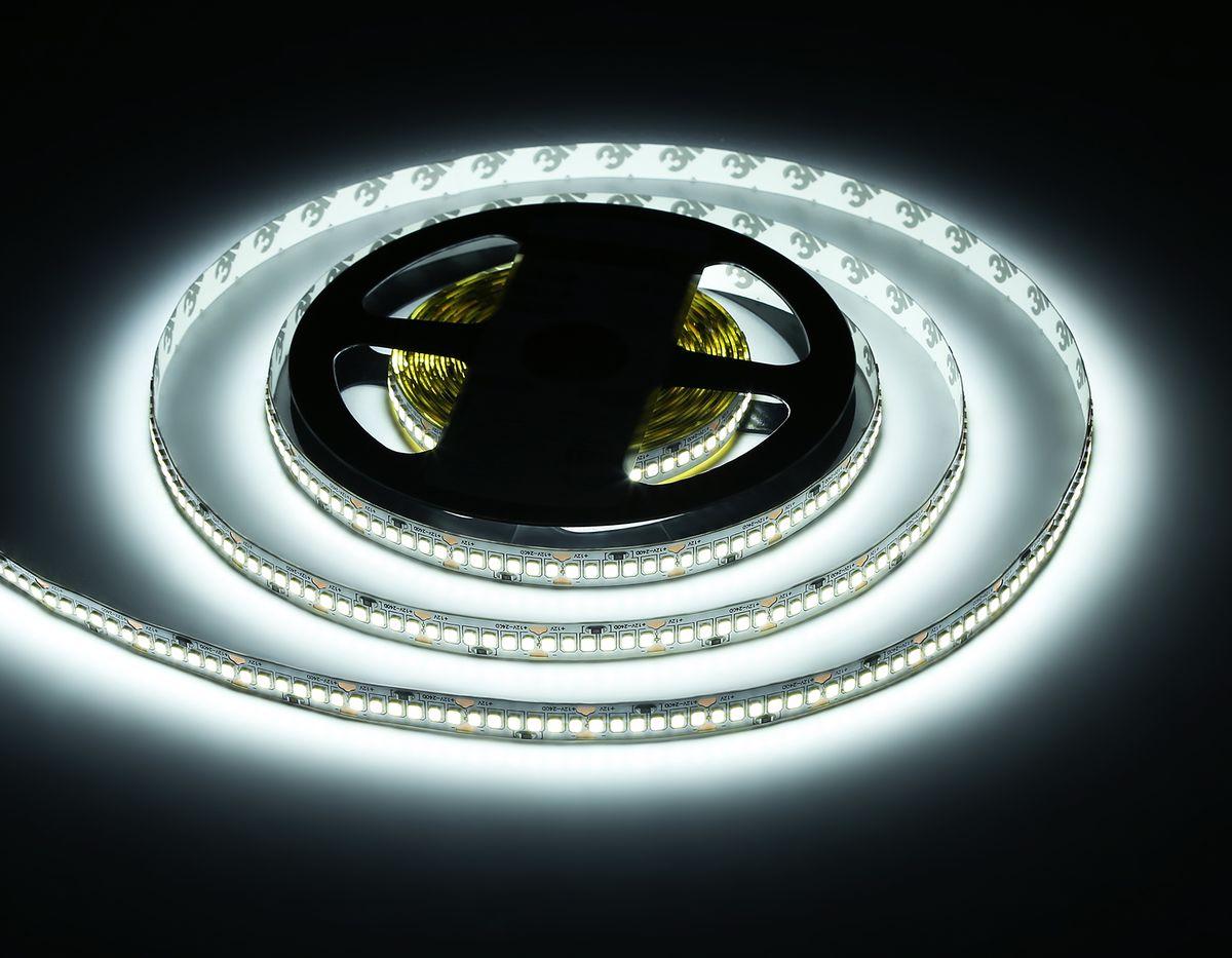 фото светодиодная лента холодный белый ambrella light 17w/m 240led/m 2835smd 6500к 5m gs1403 | 220svet.ru