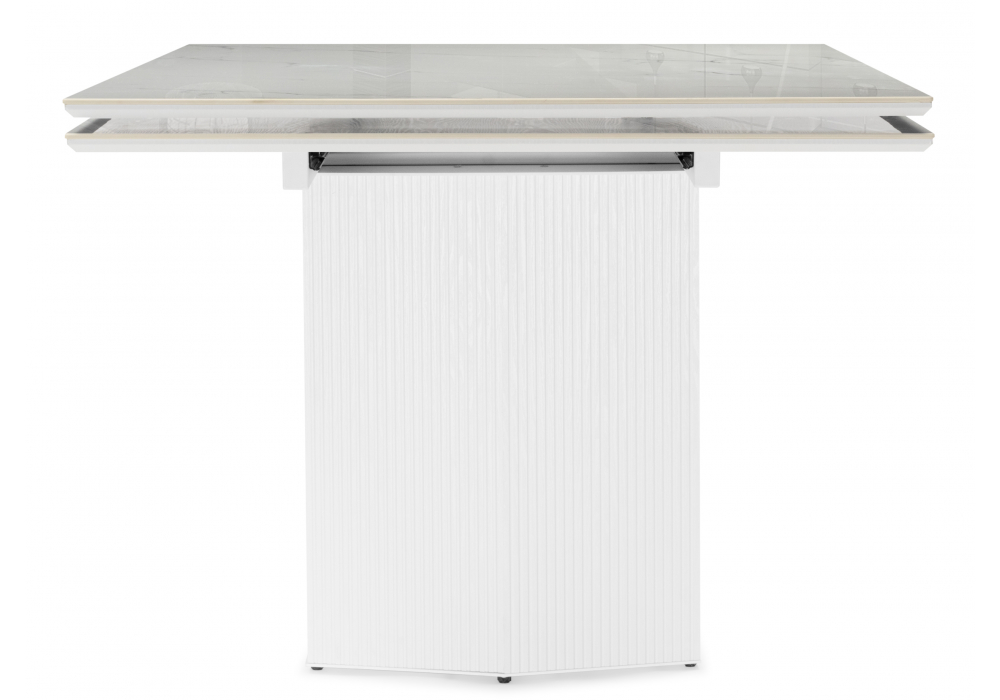 фото керамический стол раскладной woodville монерон дерево / белый 619248 | 220svet.ru