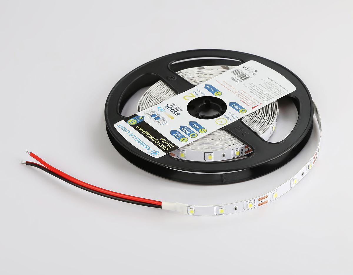 фото светодиодная лента холодный белый ambrella light 4,8w/m 60led/m 2835smd 6500к 5m gs1003 | 220svet.ru