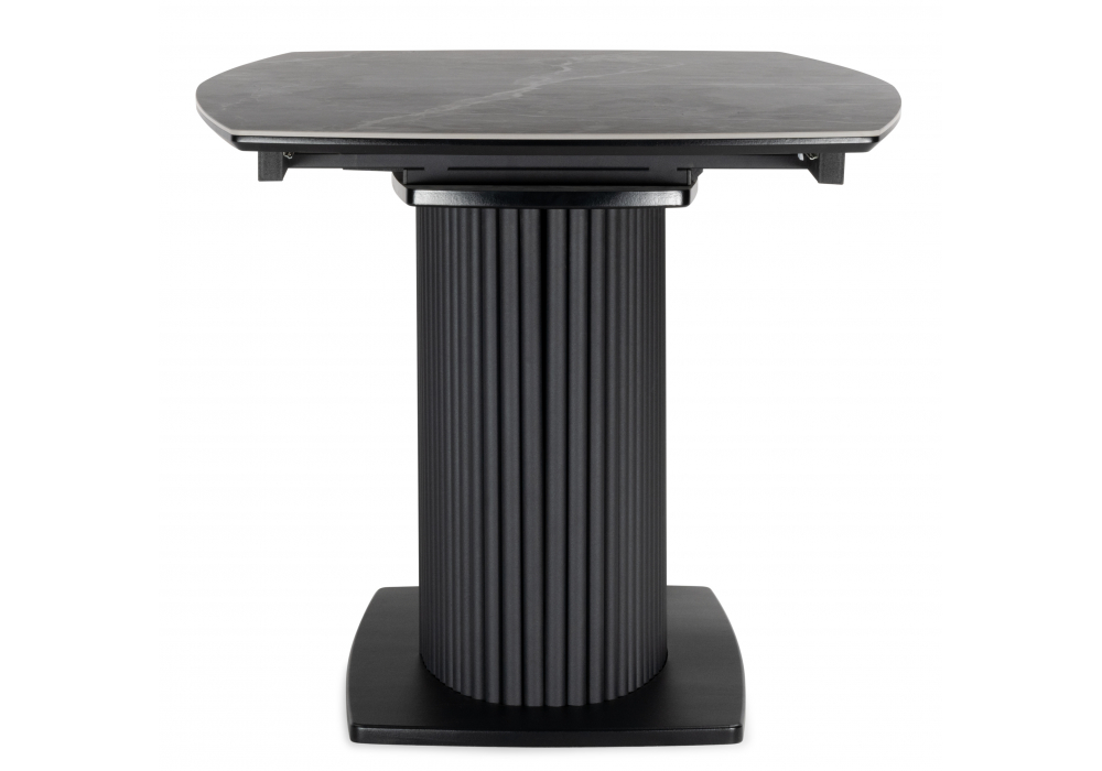 фото керамический стол раскладной woodville фестер 160(205)х90 larka grey / черный 625981 | 220svet.ru