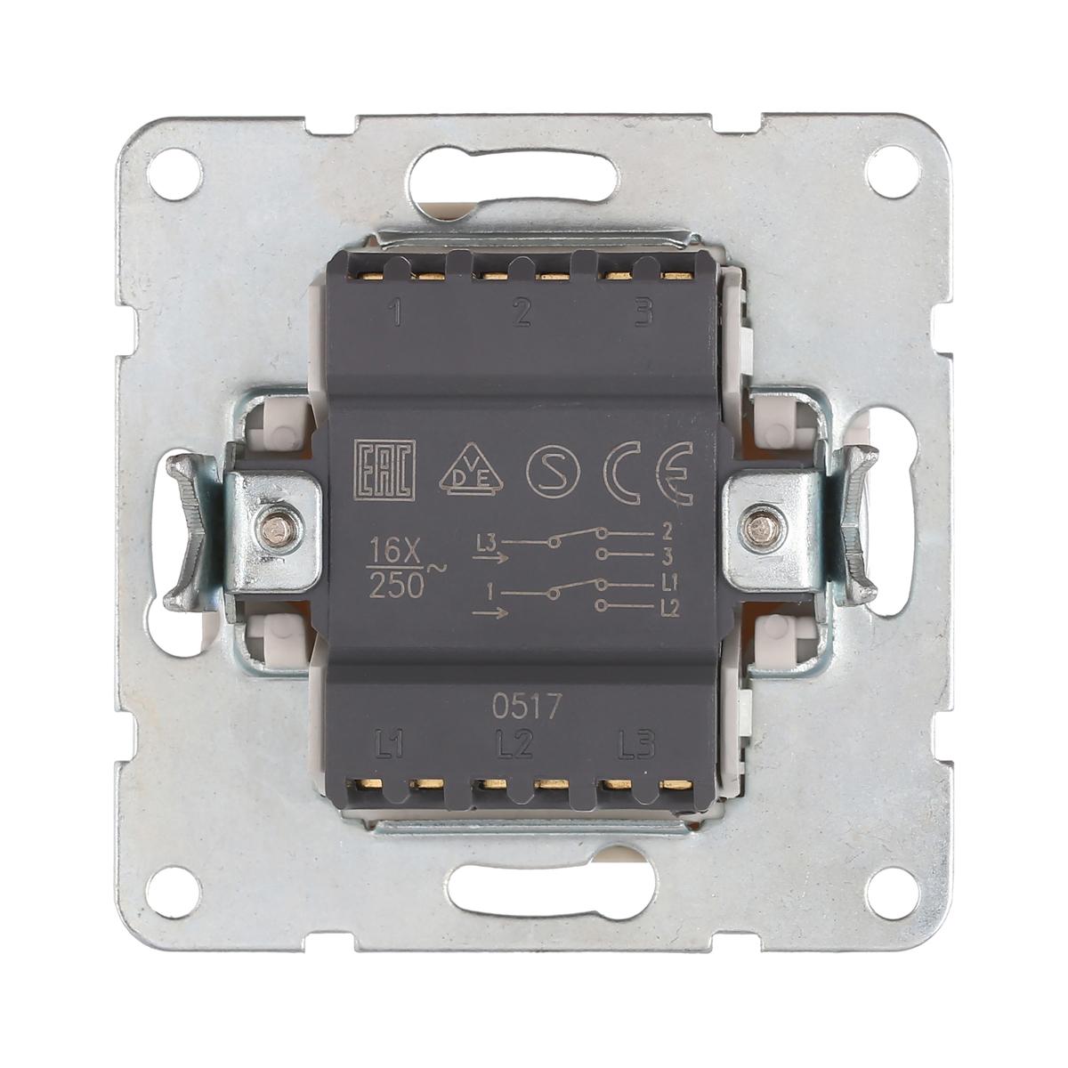 фото переключатель lk studio 2-кл., с двух мест (схема 6+6) 16 a, 250 b (серебристый металлик) lk60 861303-1 | 220svet.ru