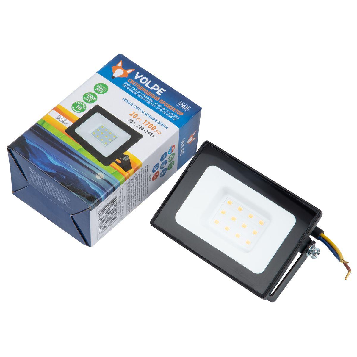 фото прожектор светодиодный volpe ulf-q517 20w/3000k ip65 220-240v black ul-00011633 | 220svet.ru