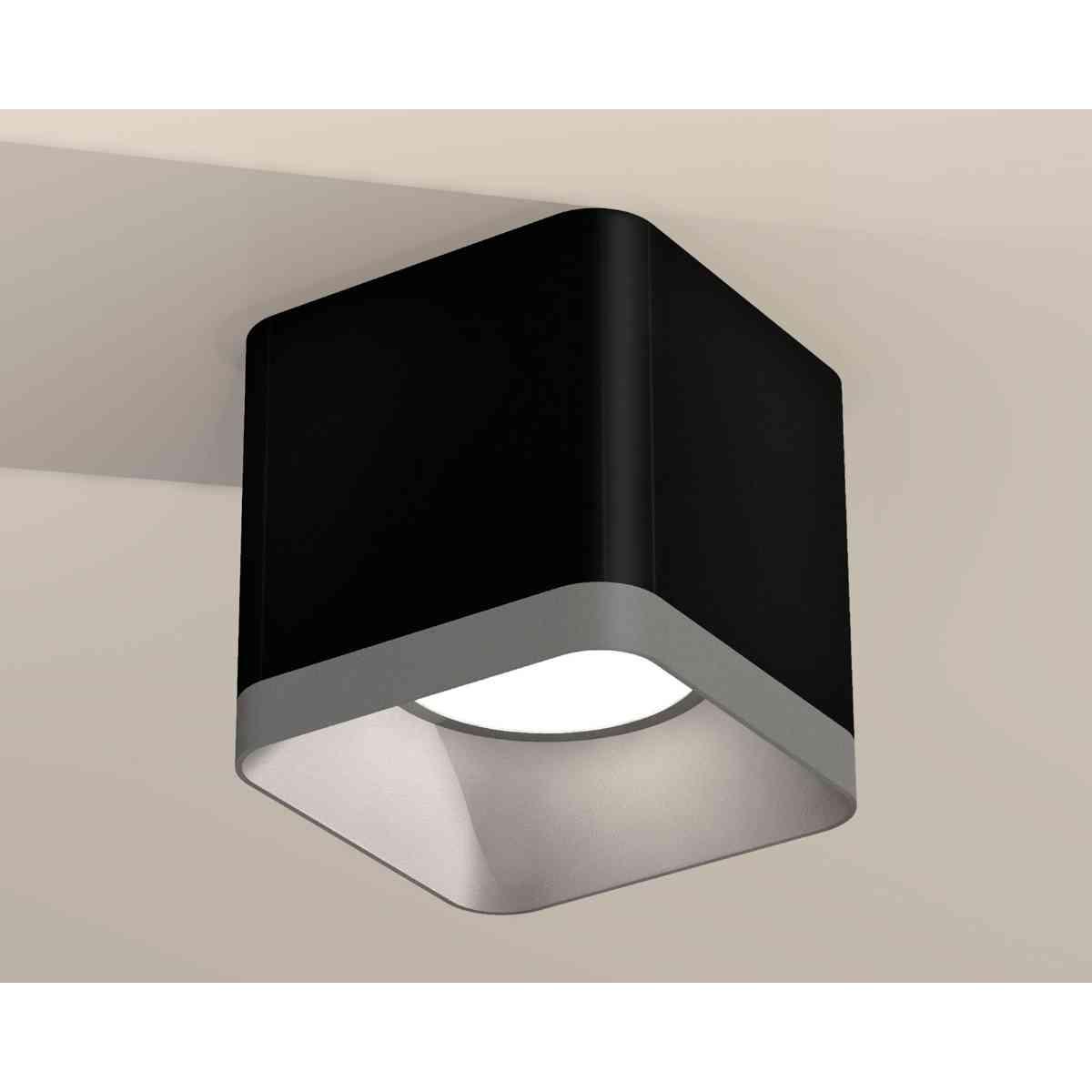 фото комплект накладного светильника ambrella light techno spot xs7806003 sbk/ssl черный песок/серебро песок (c7806, n7703) | 220svet.ru