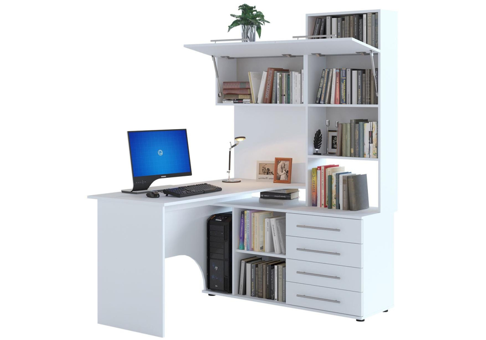 фото компьютерный стол woodville кст-14п белый правый 506500 | 220svet.ru