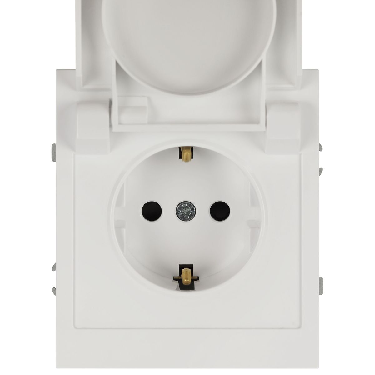 фото розетка эра arktik 16-2103-08 с заземлением 2p+e schuko со шторками с крышкой 16а-250в белый матовый б0070441 | 220svet.ru