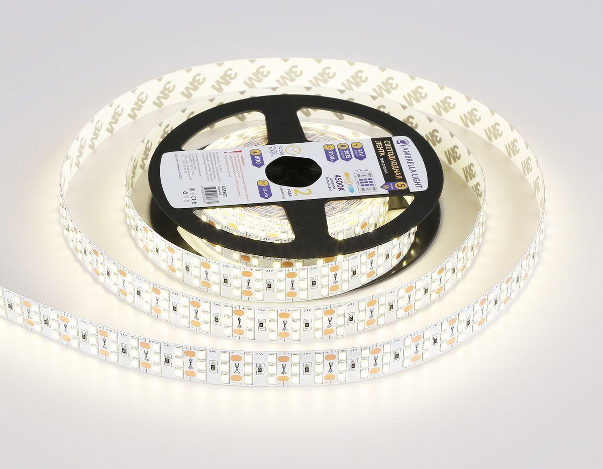 фото светодиодная лента дневной белый ambrella light 26w/m 324led/m 2835smd 4500к 5m gs3902 | 220svet.ru