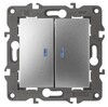 Миниатюра фото выключатель двухклавишный с подсветкой эра 10ax 250v 14-1105-03 б0034239 | 220svet.ru