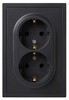Миниатюра фото розетка эра galaxy 15-2104-05 с заземлением двойная 2x2p+e schuko 16а-250в ip20 антрацит б0070685 | 220svet.ru