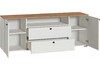 Миниатюра фото тв-тумба woodville опра белый шагрень / дуб золотой craft 676802 | 220svet.ru